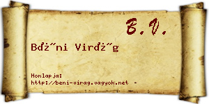 Béni Virág névjegykártya